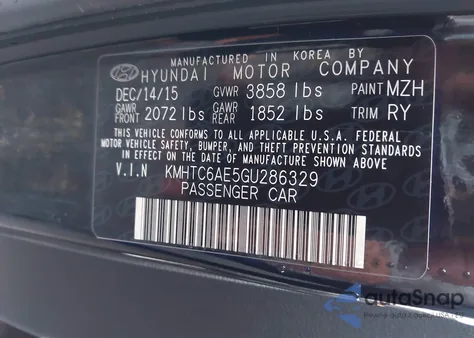 2016 Hyundai Veloster Turbo из США, поврежденный, VIN KMHTC6AE5GU286329